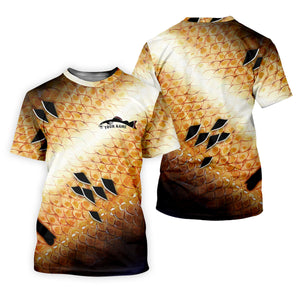 Yellow Fish Scale Fishing UPF Shirts, Ladies Long Sleeve Fishing Shirt, Women Fishing Shirt