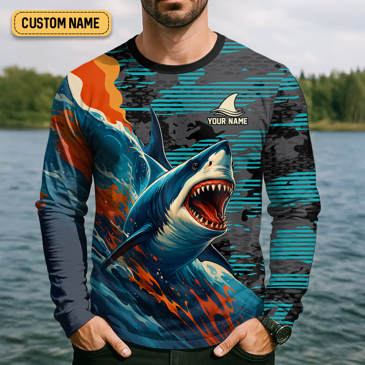 Fearless In The Face Of The Unknown Fishing UPF Shirts, Fishing Gifts For Men, Shark Fishing