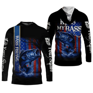 Kiss My Bass Patriotic Fishing Shirt, SPF Shirt, Funny Fishing Shirt, Women Fishing Shirt, Bass Fishing