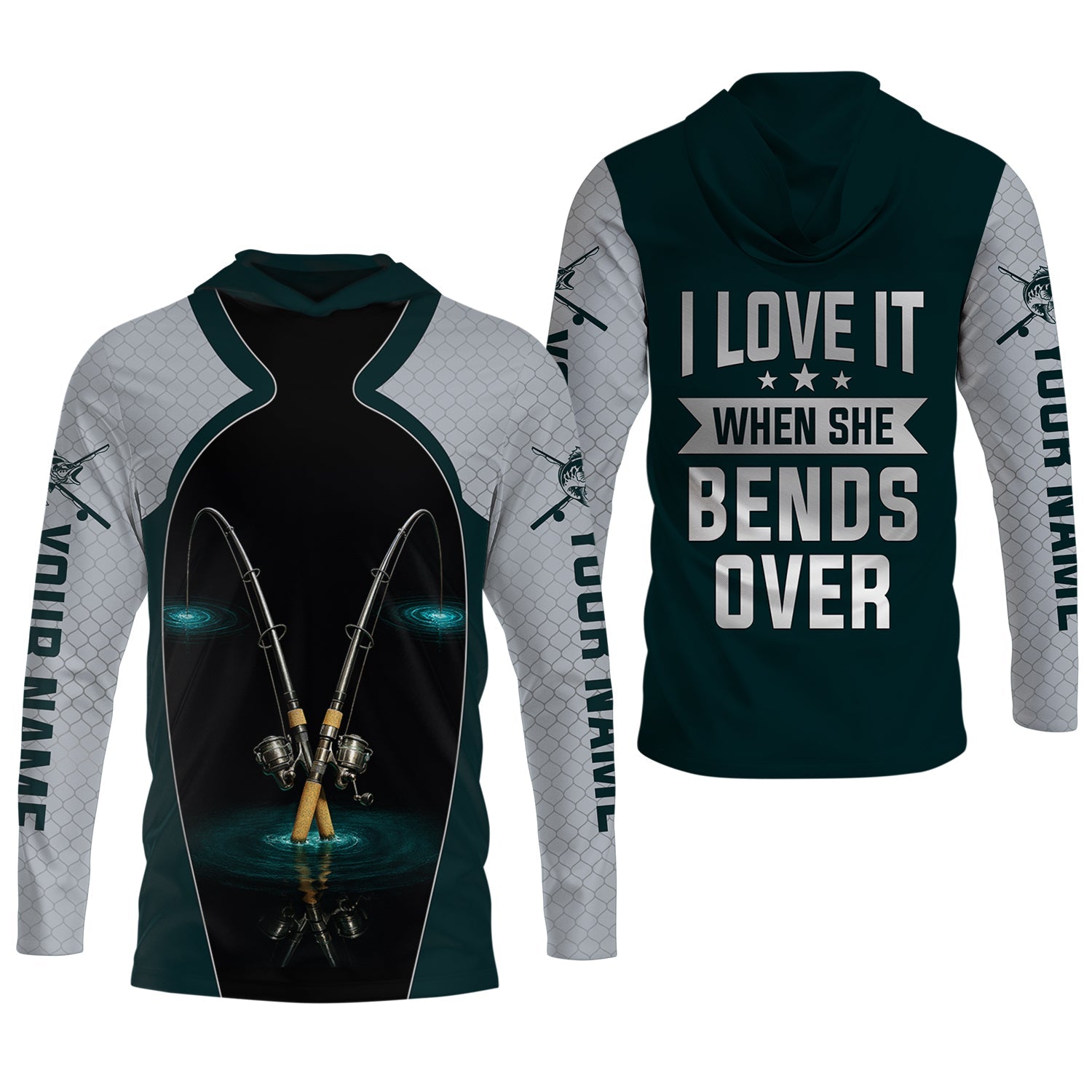 I Love It When She Bends Over Fishing Shirt, SPF Shirt For Men, Funny Fishing Shirt