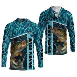Teal Blue Tournament Fishing Shirts, SPF Long Sleeve Shirts, Fishing Shirts For Men