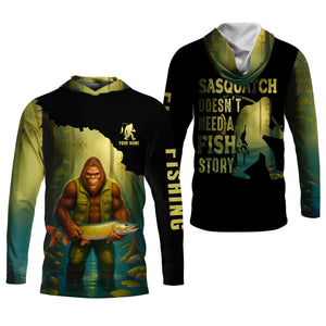 Sasquatch Doesn't Need A Fish Story Funny Fishing Shirt SPF Shirt For Men, Funny Fishing Shirt, Fishing Shirts For Men