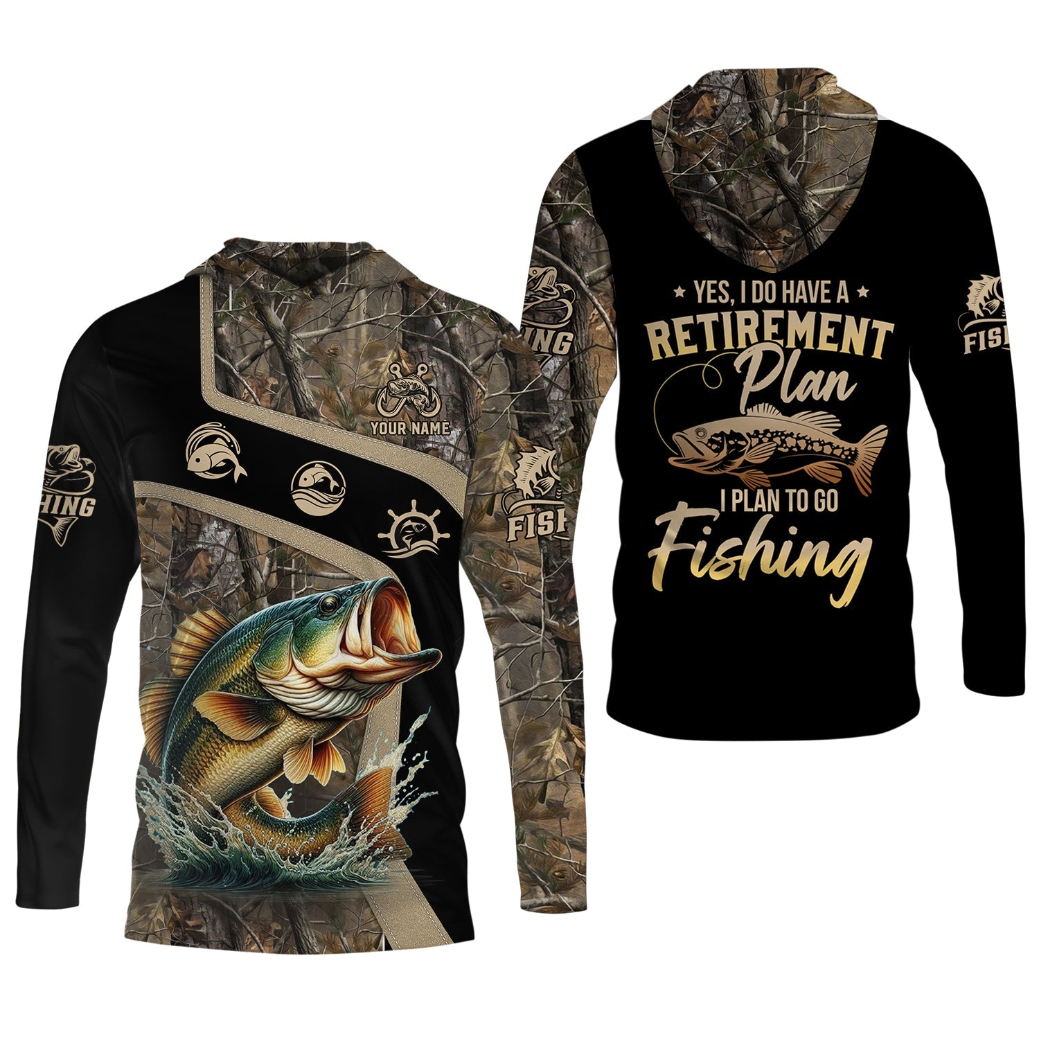 I Have A Retirement Plan Fishing UV Shirts, Tree Camouflage, Fishing Jersey, Gift For Fisherman