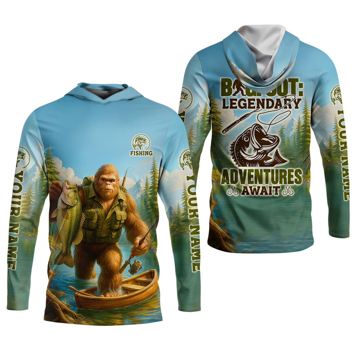 Bigfoot Legendary Adventures Await Bass Fishing Shirt, Funny Fishing Shirt, Presents For Fishermen