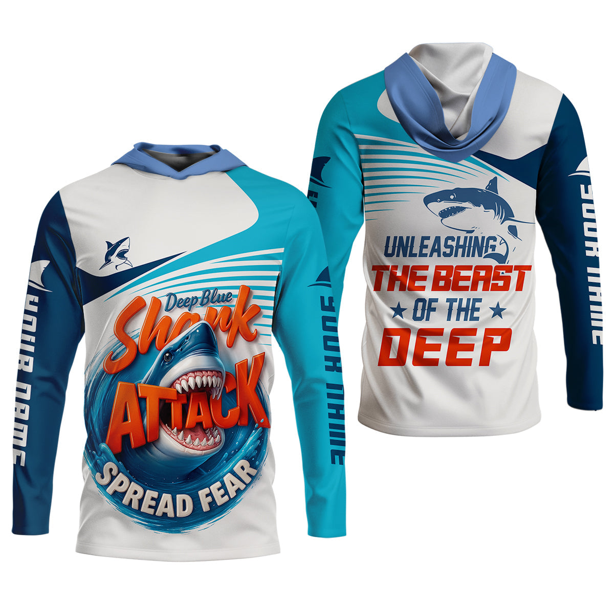 Deep Blue Shark Attack, Unleashing The Beast Of The Deep Fishing UPF Shirts, Women Fishing Shirt