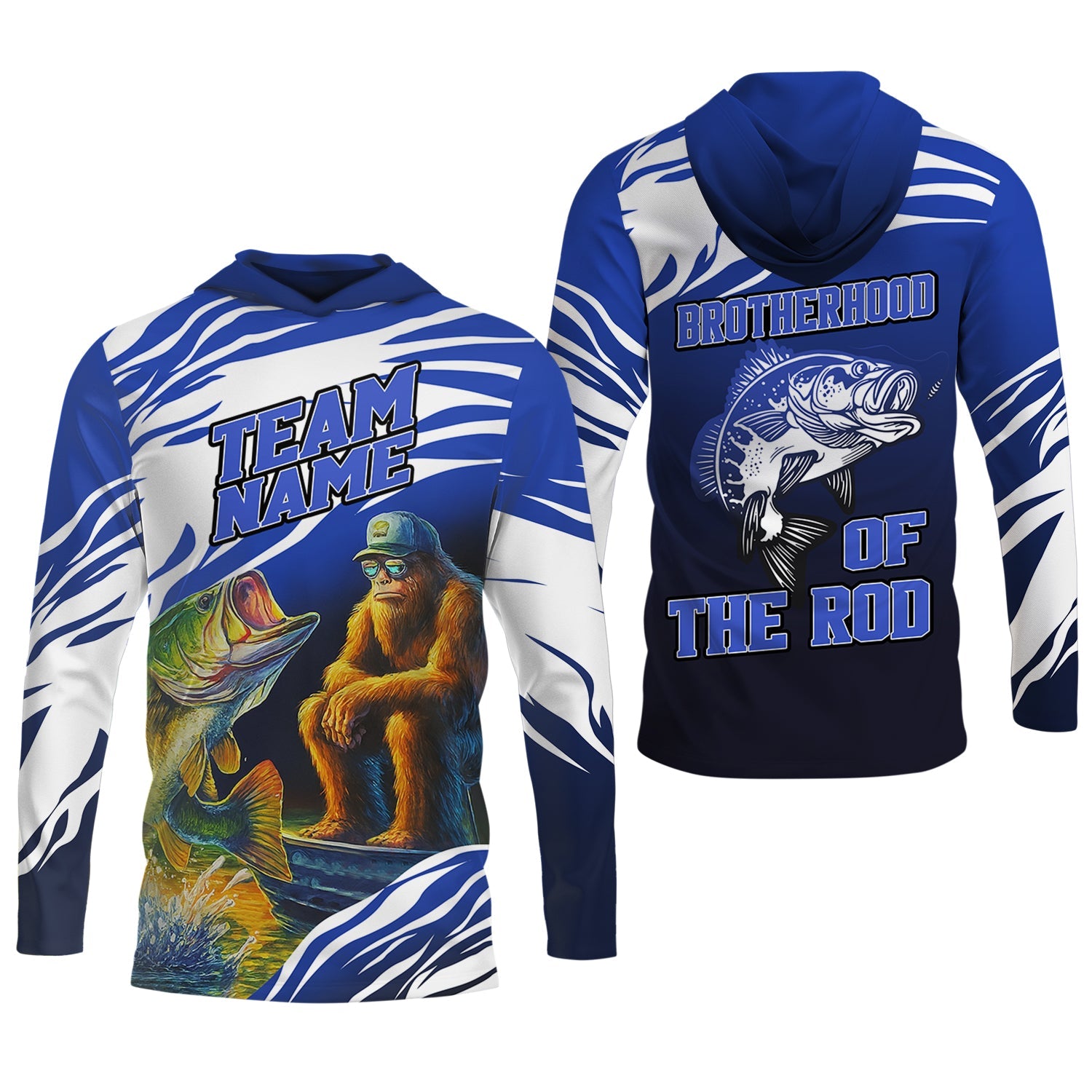 Brotherhood Of The Rod, Bigfoot Fishing Shirt, Long Sleeve Sun Shirt, Presents For Fishermen