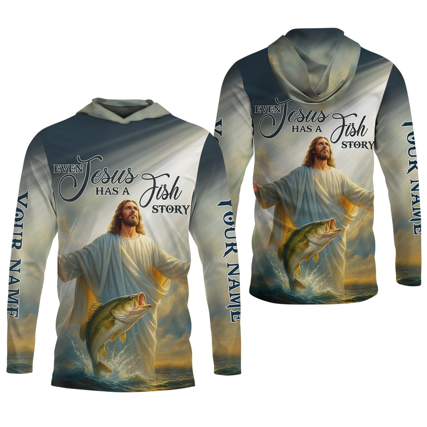 Even Jesus Has A Fish Story Funny Fishing Shirt, SPF Shirt For Men, Men Long Sleeve Shirt