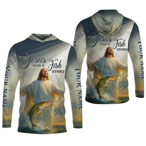 Even Jesus Has A Fish Story Funny Fishing Shirt, SPF Shirt For Men, Men Long Sleeve Shirt
