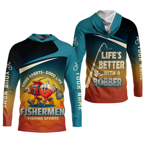 Life's Better With A Bobber Fishing UPF Shirts, Men's Fishing Shirts Long Sleeve, Presents For Fishermen