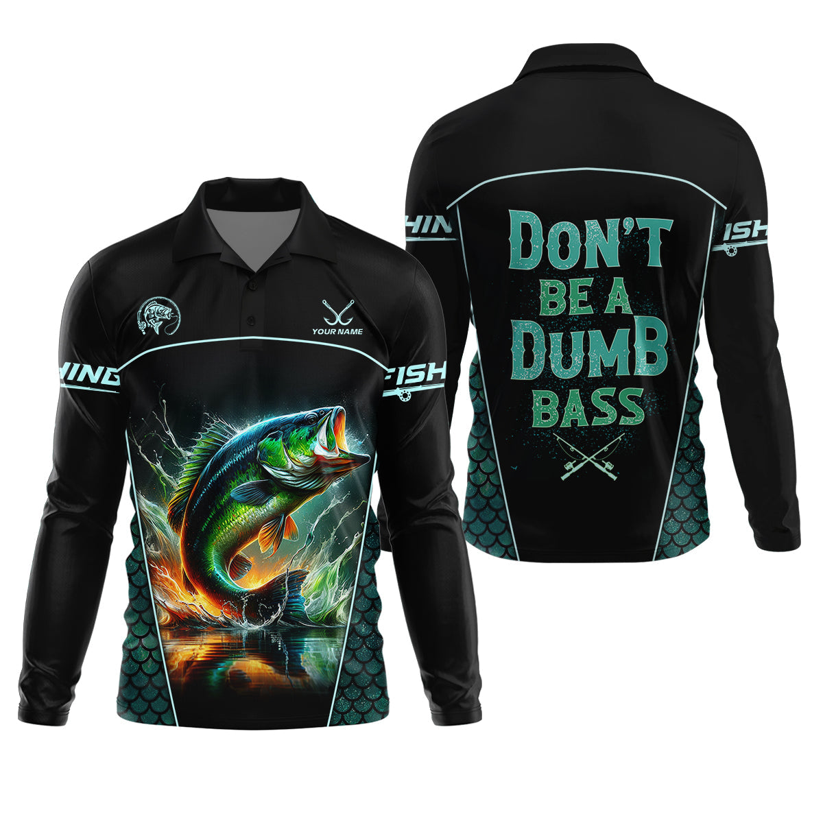 Don't Be A Dumb Bass SPF Shirt For Men, Funny Fishing Shirt, Fishing Shirts For Men, Bass Fishing