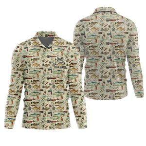 Fishing Gear Items SPF Long Sleeve Shirts, Custom Fishing Shirt, Men Long Sleeve Shirt