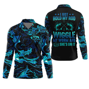 Fishing UPF Shirts, I Just Hold My Rod Wiggle My Worm, Funny Fishing Shirt, Gift For Fisherman