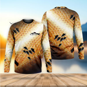 Yellow Fish Scale Fishing UPF Shirts, Ladies Long Sleeve Fishing Shirt, Women Fishing Shirt