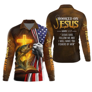Hooked On Jesus Mark 1:17 Fishing UPF Shirts, Jesus Fishing Shirt, Fishing Shirt For Men