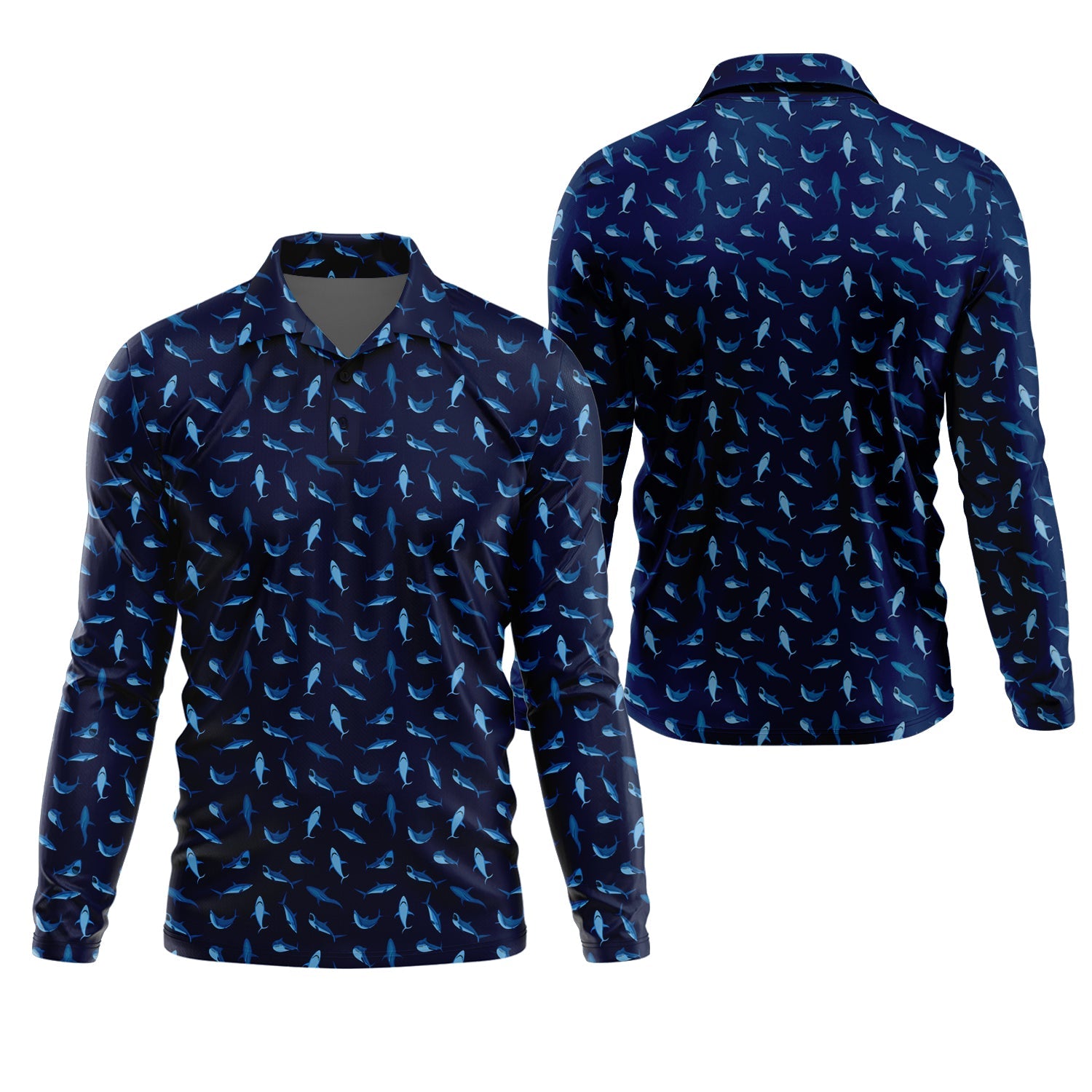 Shark Pattern Performance Fishing Shirts, SPF Shirt For Men, Hooded Fishing Shirt, Fishing Shirts For Men