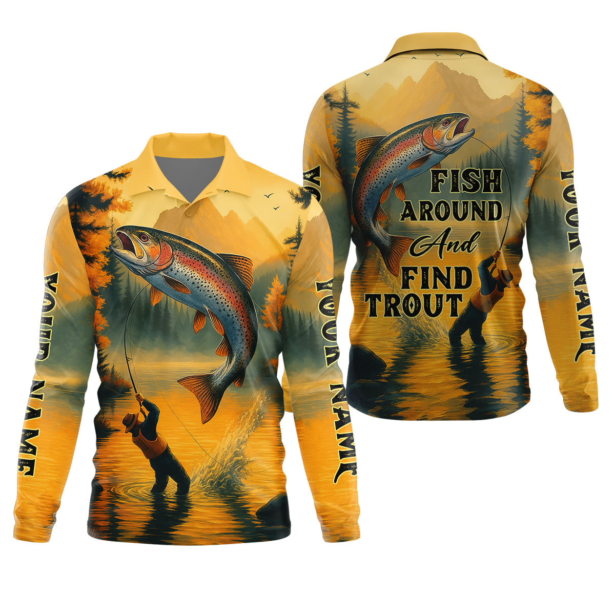 Fish Around And Find Trout SPF Shirts, Trout Fishing Shirts, Fishing Shirts For Men, Funny Fisherman Gift