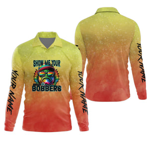 Show Me Your Bobbers Shirt, Orange Yellow Men Fishing Shirt, Funny Fishing Shirt, SPF Shirt