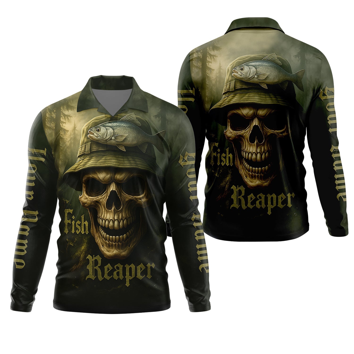 Fish Reaper Camo Fishing Shirt, Funny Fishing T-Shirt, UV Protection Clothing
