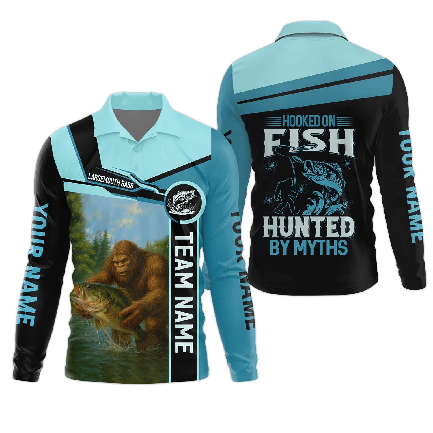 Hooked On Fish, Largemouth Bass Fishing, Funny Fishing Shirt, UV Protection Clothing, Mens Casual Shirts