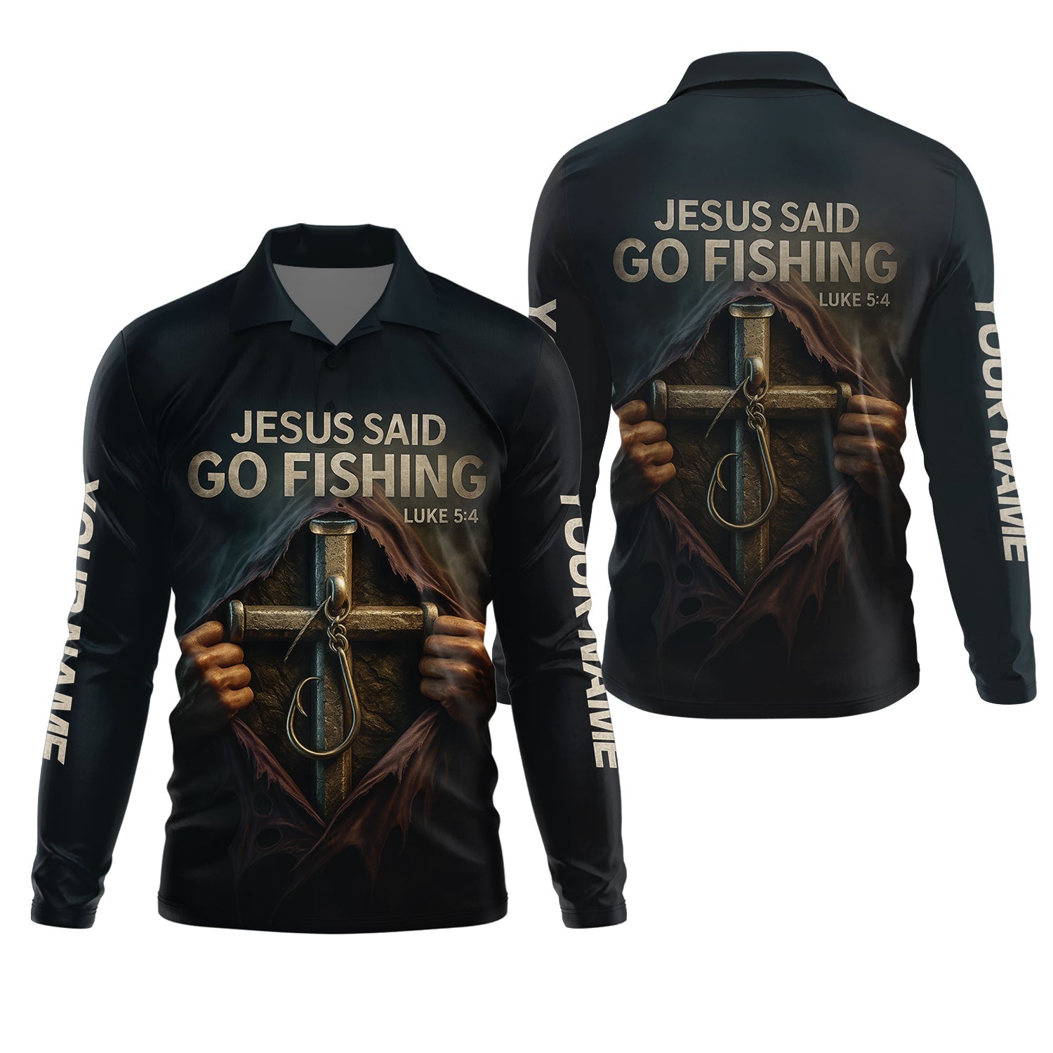 Jesus Said Go Fishing SPF Long Sleeve Shirts, Jesus Fishing Shirt, Fishing Shirts For Men, Fisherman Gift