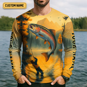 Fish Around And Find Trout SPF Shirts, Trout Fishing Shirts, Fishing Shirts For Men, Funny Fisherman Gift