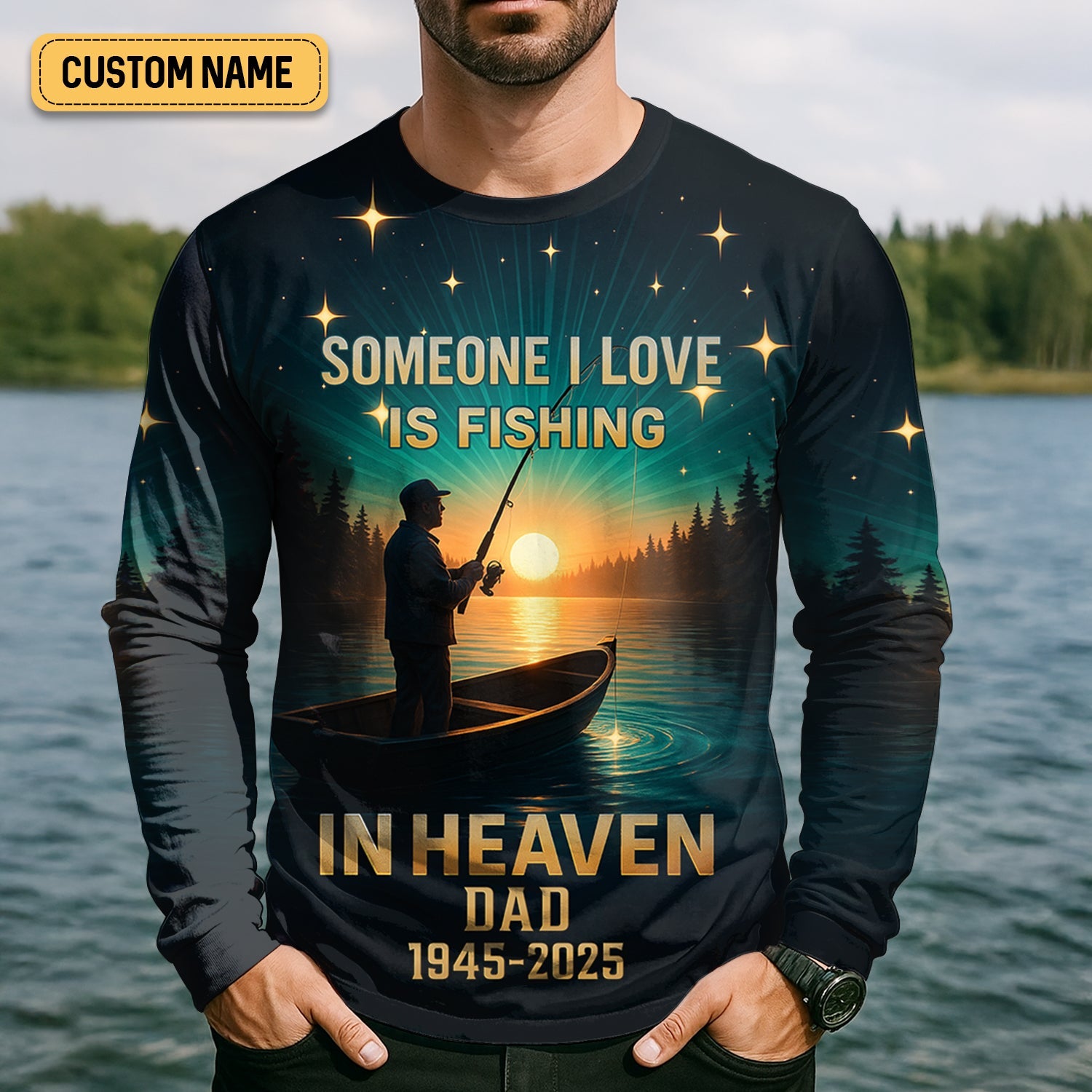Fishing In Heaven Custom Memorial Shirt, SPF Shirt For Men, Presents For Fishermen, Bass Fishing