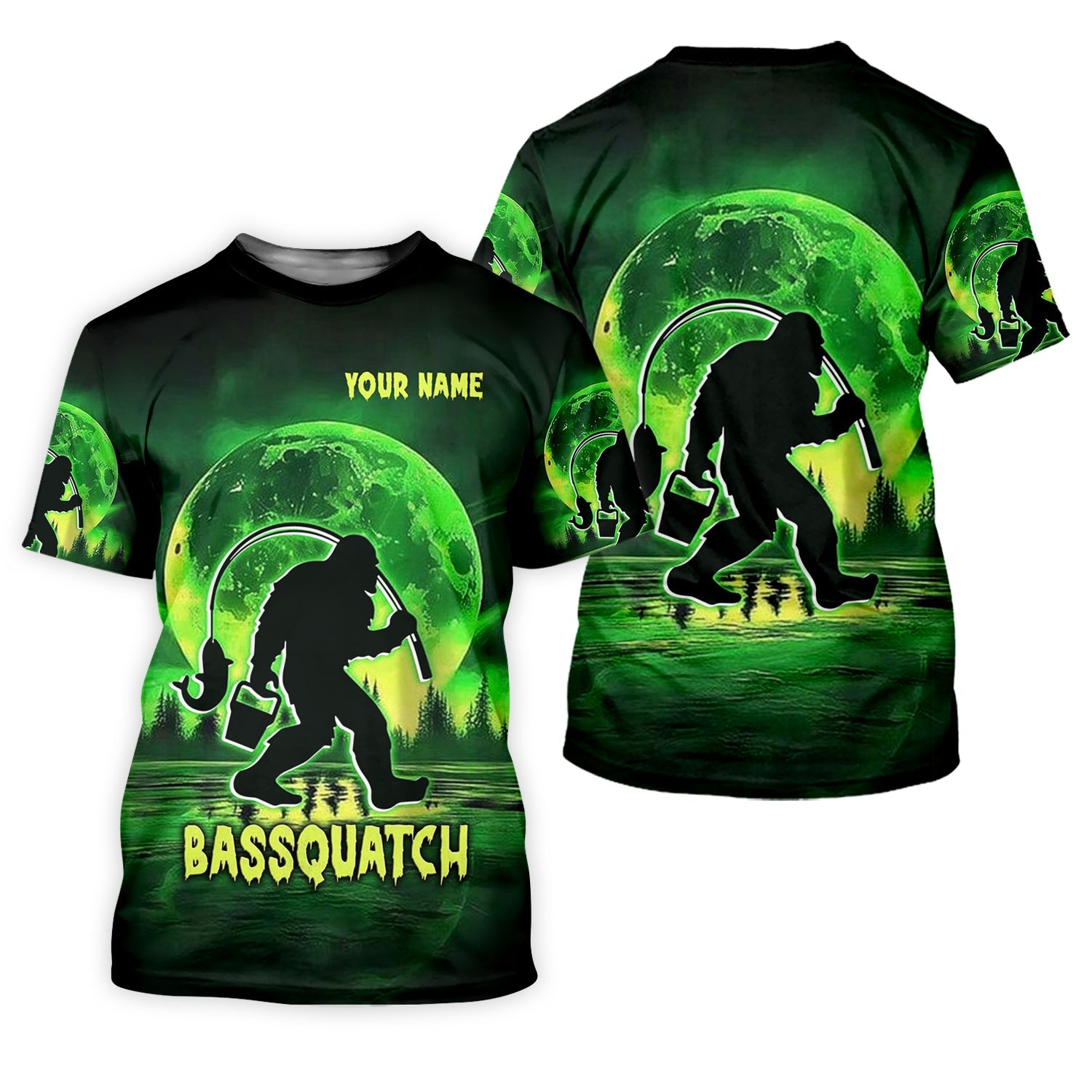 Bassquatch Green Neon Bigfoot Fishing Shirt, Women SPF Shirt, Women Fishing Shirt, Bass Fishing