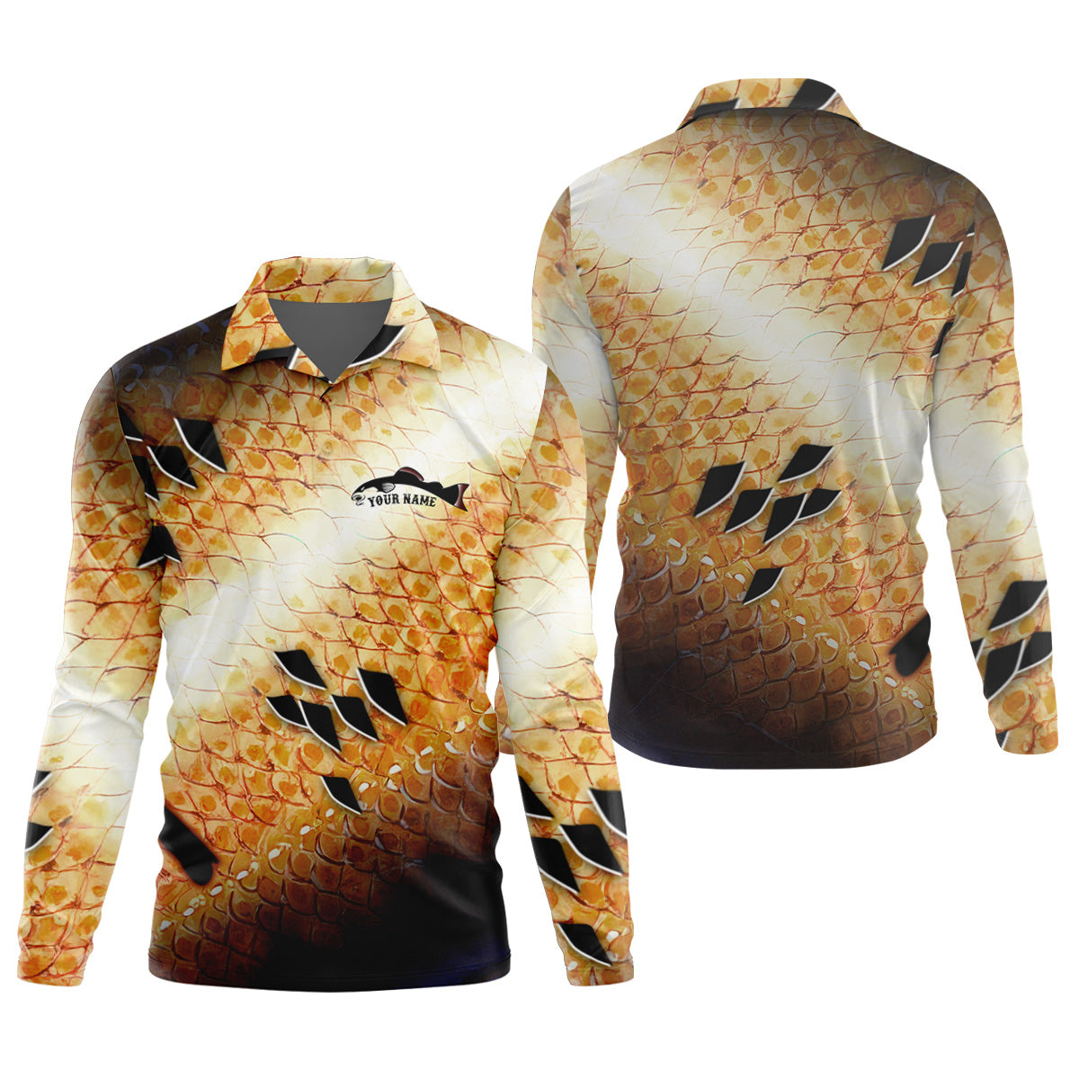 Yellow Fish Scale Fishing UPF Shirts, Custom Fishing Shirt, Gift For Fisherman, Mens Casual Shirts