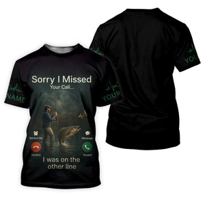 Sorry I Missed Your Call I Was On The Other Line Fishing UPF Shirts, Funny Fishing Shirt, Men's Fishing Shirt