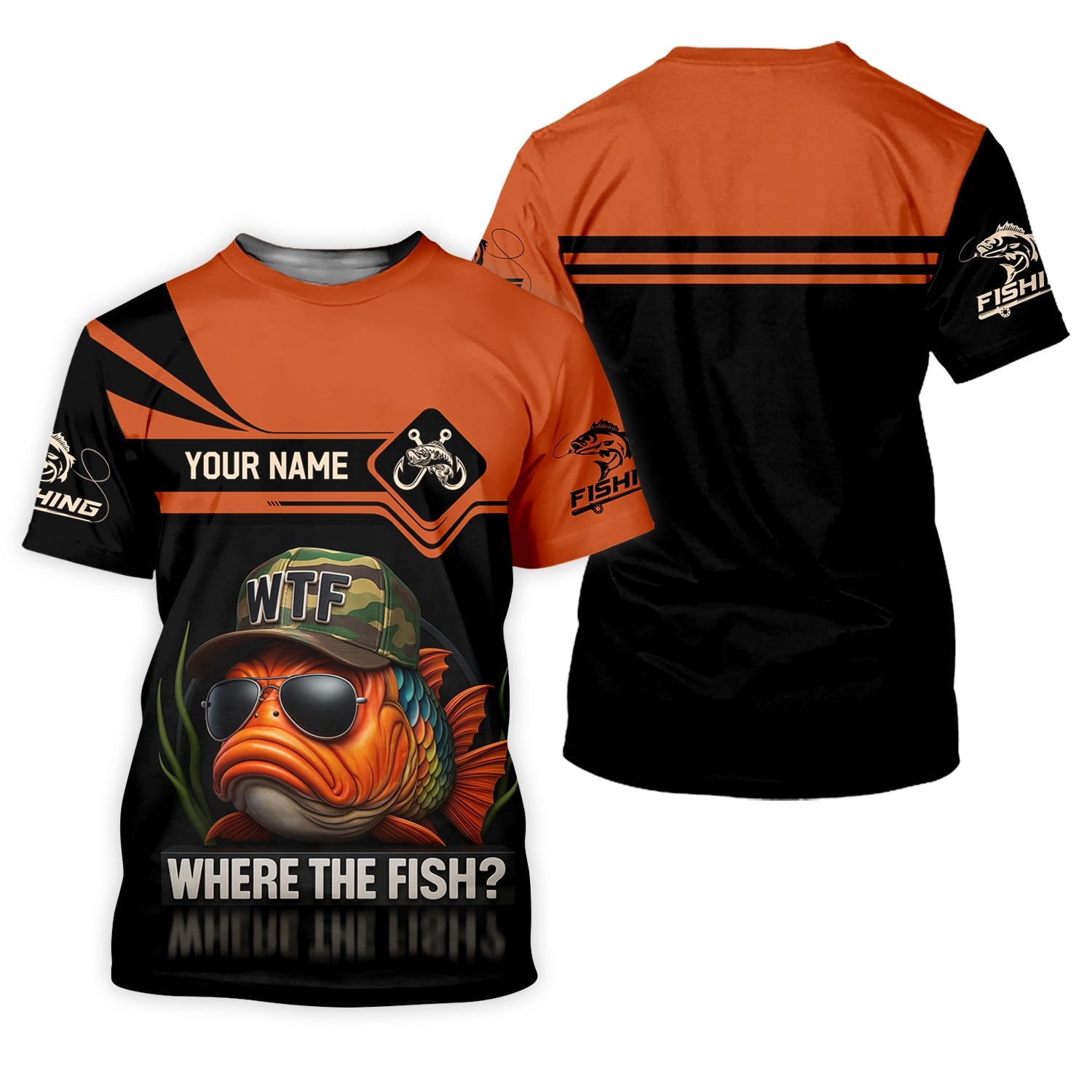 WTF Where The Fish Camo Tournament Fishing Shirts, Funny Fishing Shirt, SPF Shirt For Men, Men's Fishing Shirt