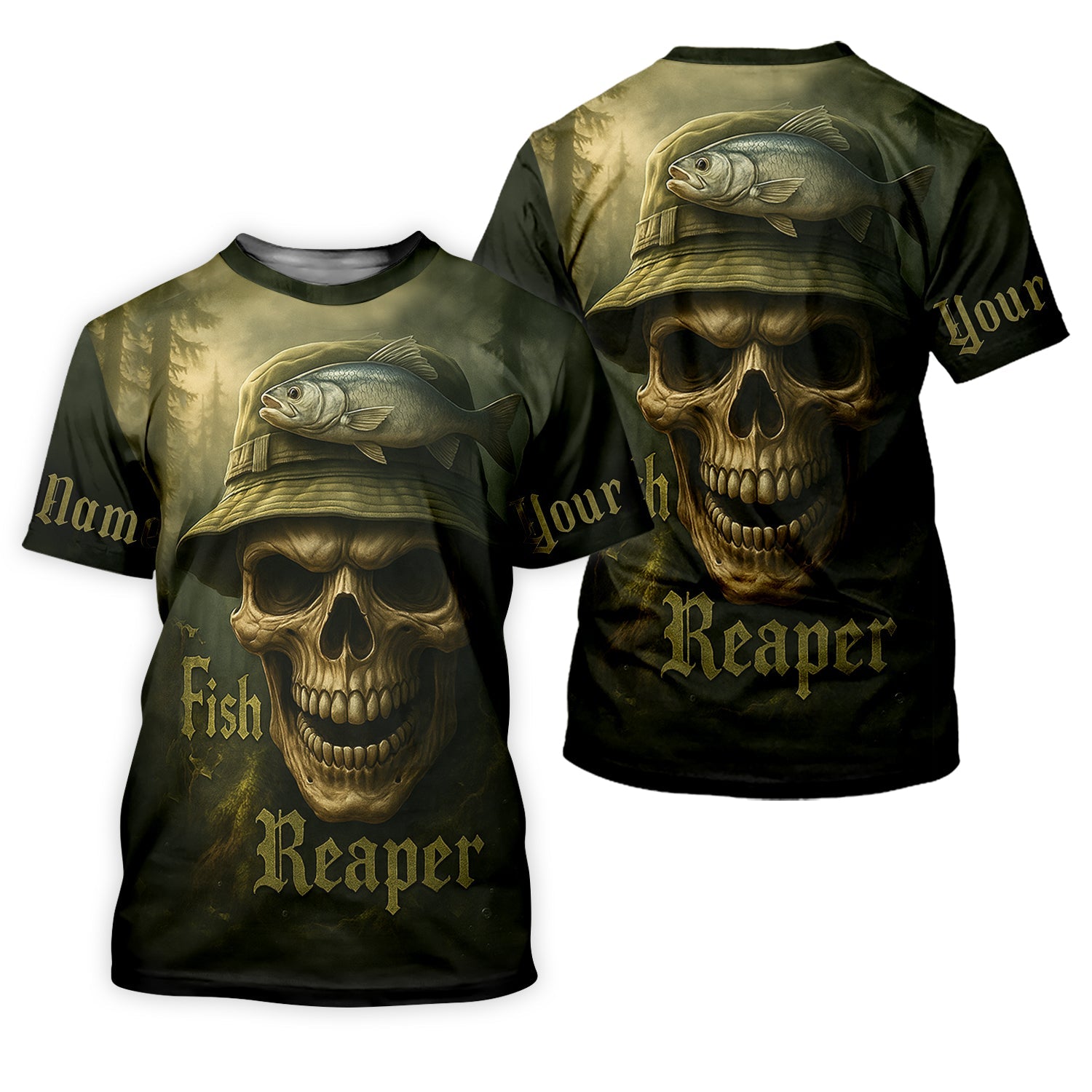 Fish Reaper Camo Fishing Shirt, Funny Fishing T-Shirt, UV Protection Clothing