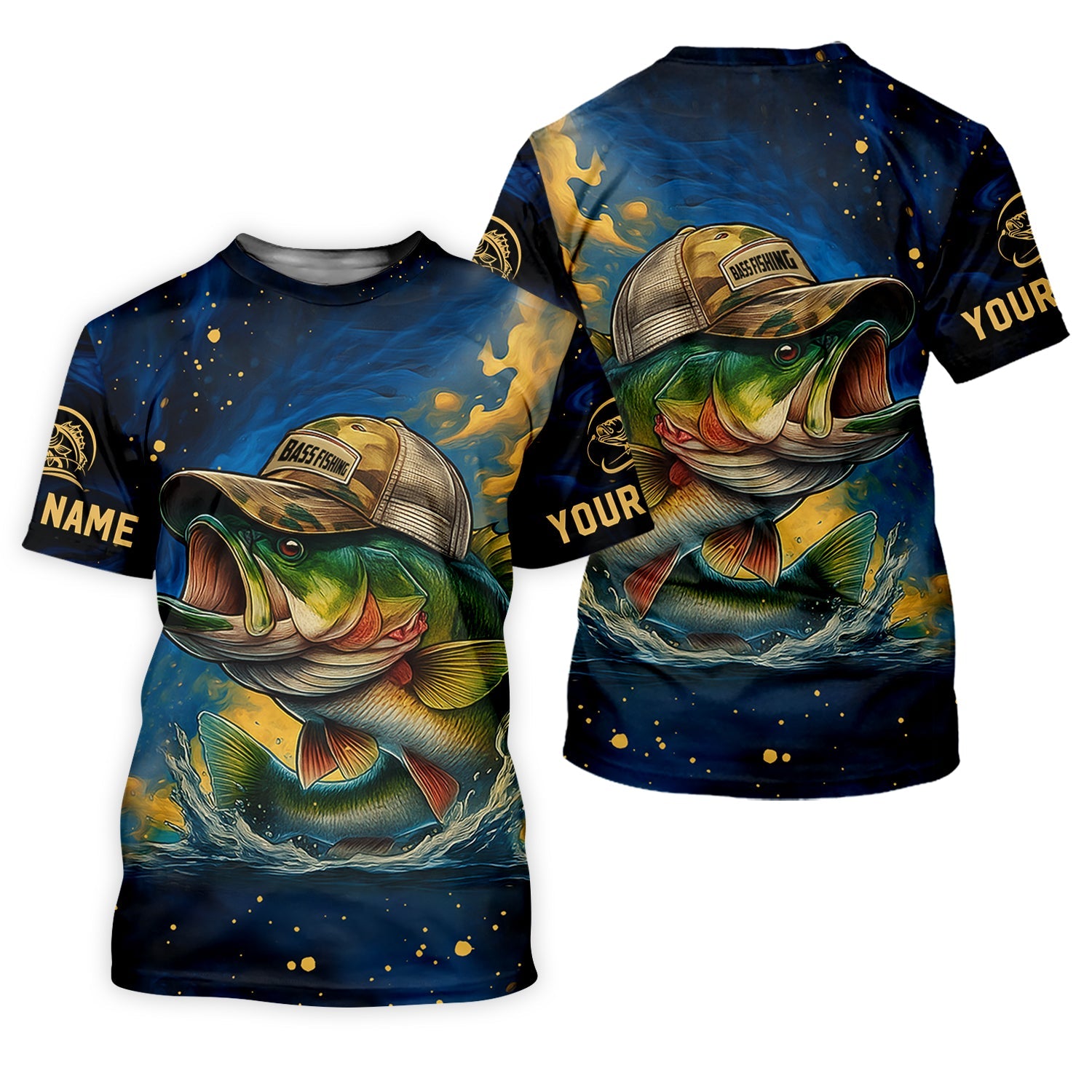 Bass Fishing Shirt, Camo Long Sleeve Shirt, SPF Shirt For Men, Gift For Fisherman