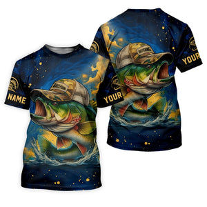 Bass Fishing Shirt, Camo Long Sleeve Shirt, SPF Shirt For Men, Gift For Fisherman