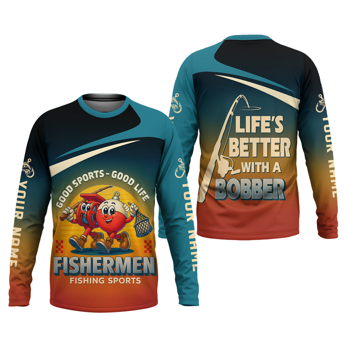 Life's Better With A Bobber Fishing UPF Shirts, Men's Fishing Shirts Long Sleeve, Presents For Fishermen