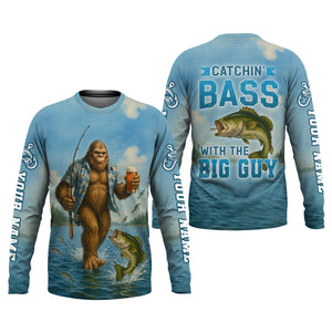 Catchin' Bass With The Big Guy, Fishing Shirts, SPF Long Sleeve Shirts, Fishing Shirts For Men