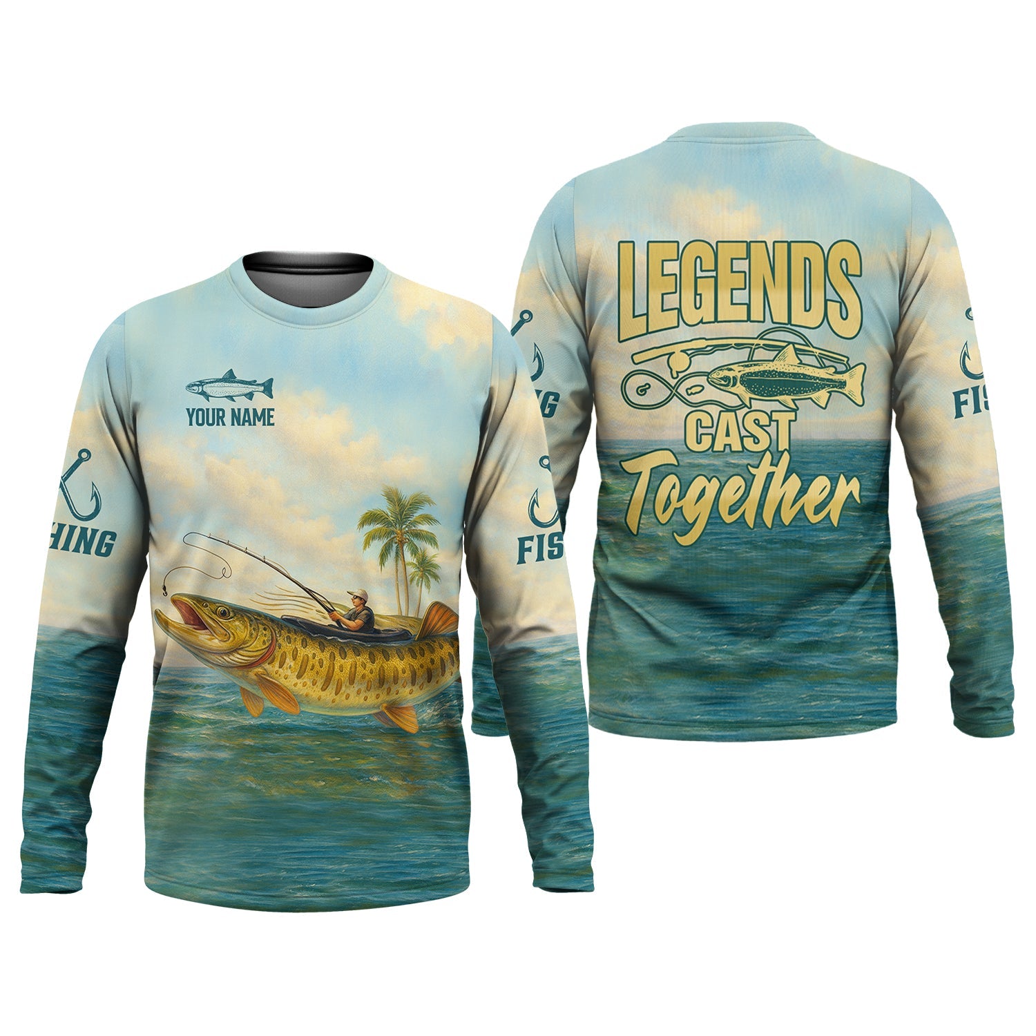 Legends Cast Together, Fishing UPF Shirts, Men Jersey, Men Button Down Shirt, Mens Casual Shirts
