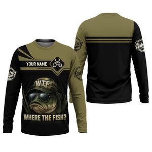 WTF Where The Fish Camo Bass Fishing Shirt, Funny Fishing Shirt, SPF Shirt For Men, Men's Fishing Shirt