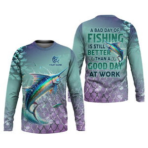 A Bad Day Of Fishing Is Still Better Than A Good Day At Work SPF Shirt, Funny Fishing Shirt, Fishing Shirts For Men