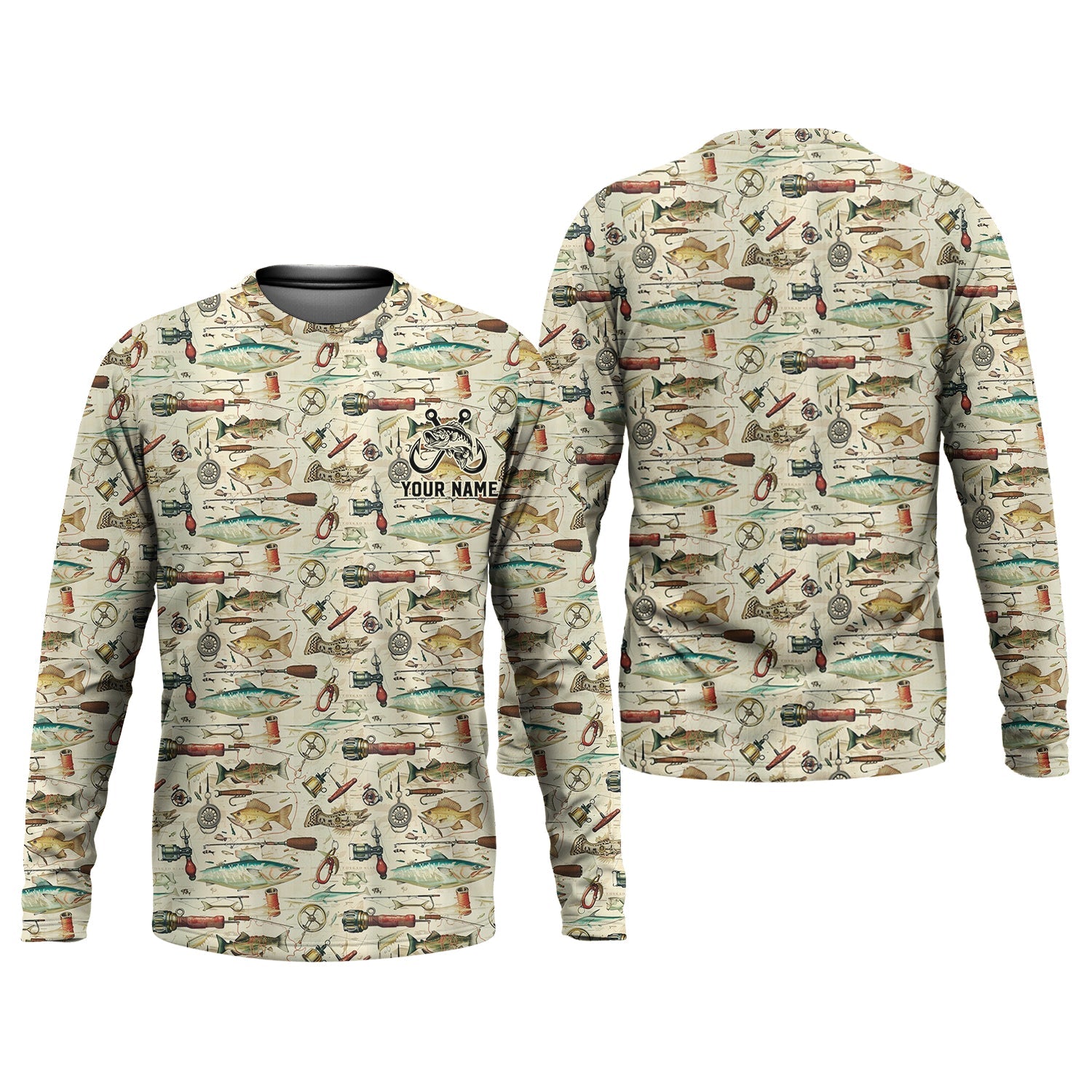 Fishing Gear Items SPF Long Sleeve Shirts, Custom Fishing Shirt, Men Long Sleeve Shirt