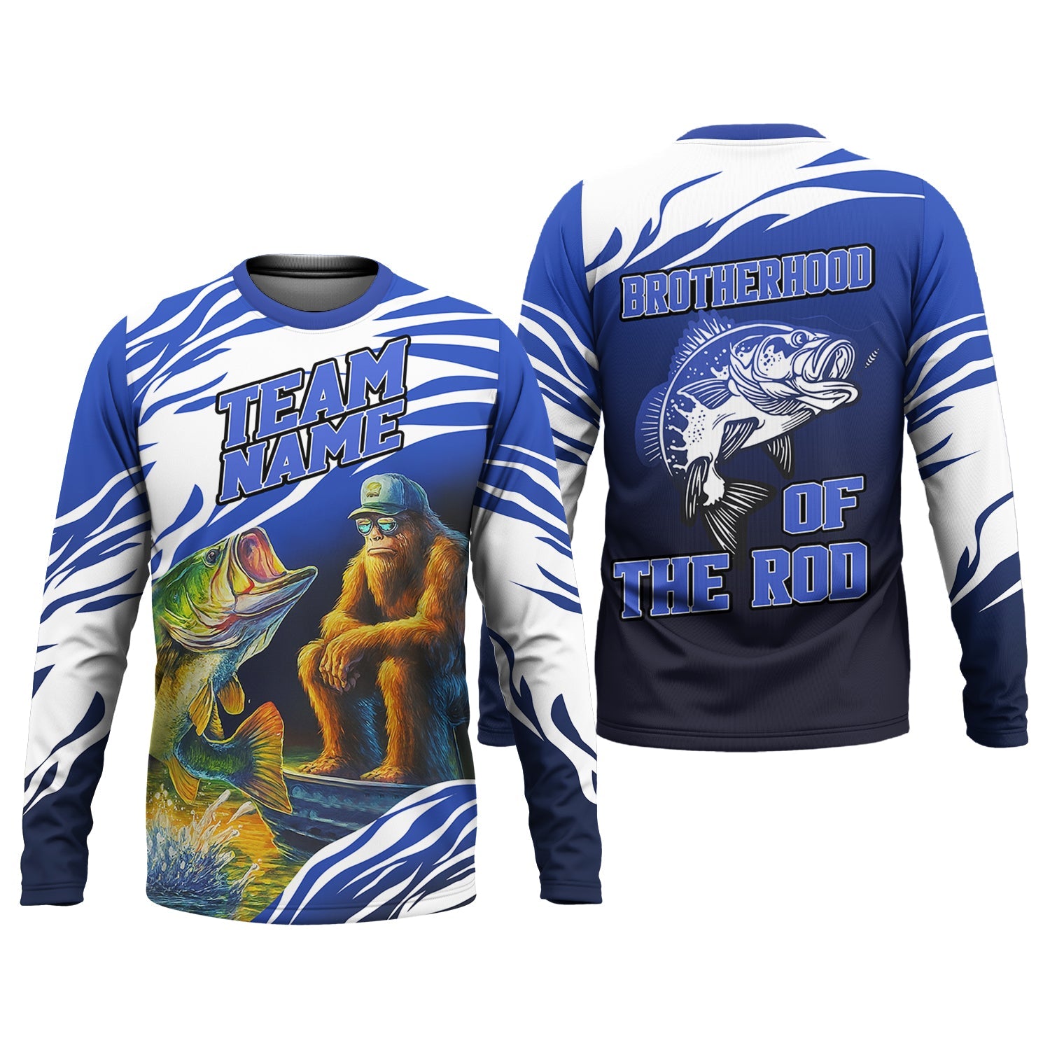 Brotherhood Of The Rod, Bigfoot Fishing Shirt, Long Sleeve Sun Shirt, Presents For Fishermen