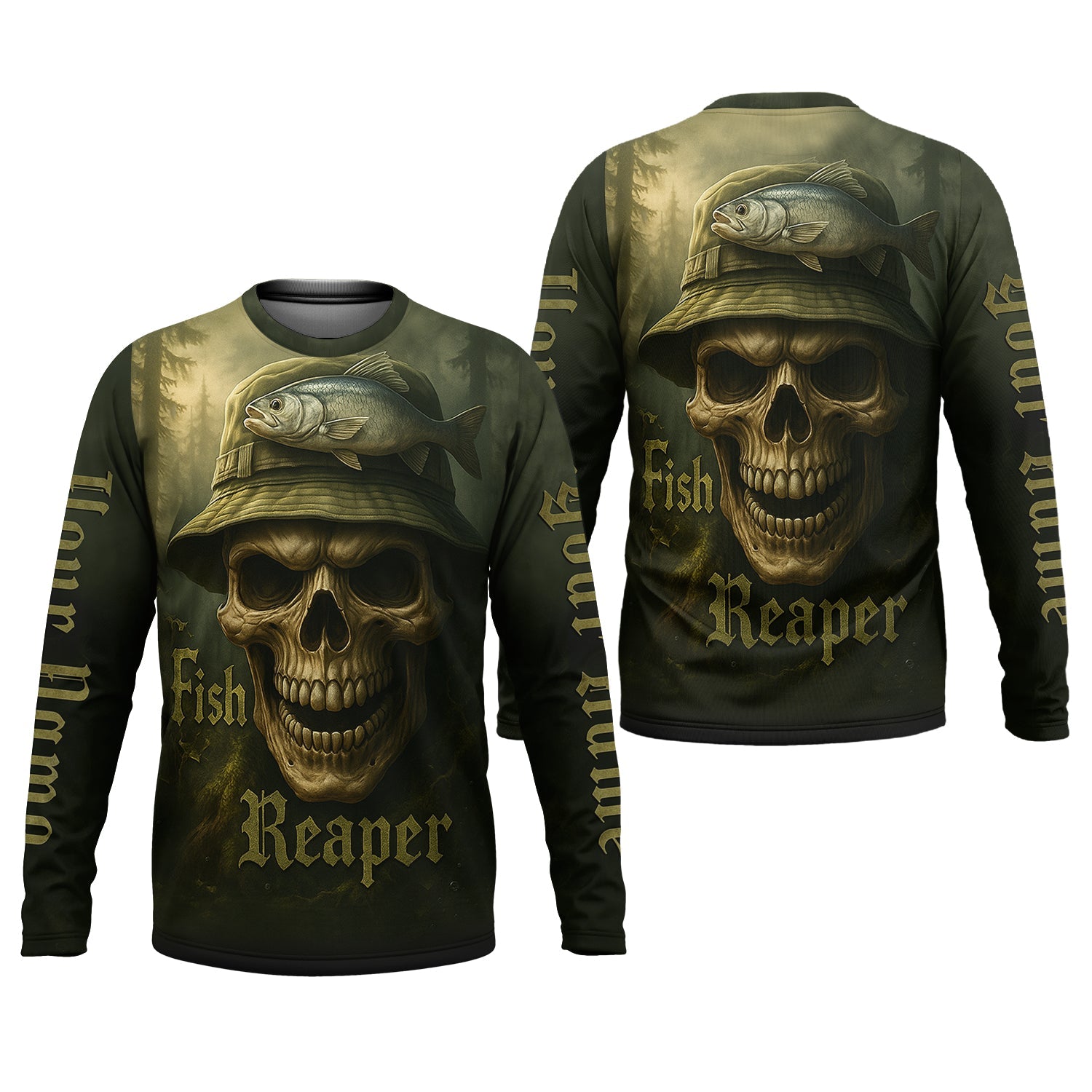 Fish Reaper Camo Fishing Shirt, Funny Fishing T-Shirt, UV Protection Clothing