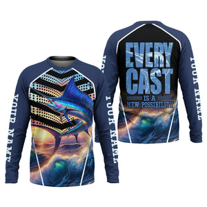 Every Cast Is A New Possibility Mens Fishing Shirts Long Sleeve, SPF Shirt For Men, Fishing Shirts For Men
