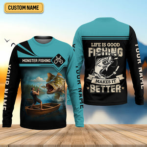 Monster Fishing Shirt, Life Is Good Fishing Makes It Better SPF Shirts, Fishing Shirts For Men, Fisherman Gift