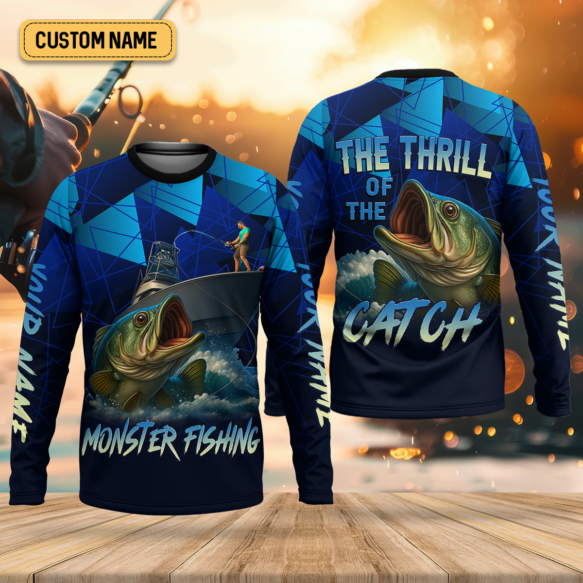 Monster Fishing SPF Shirts, The Thrill of The Catch Fishing Shirts For Men, Funny Fisherman Gift