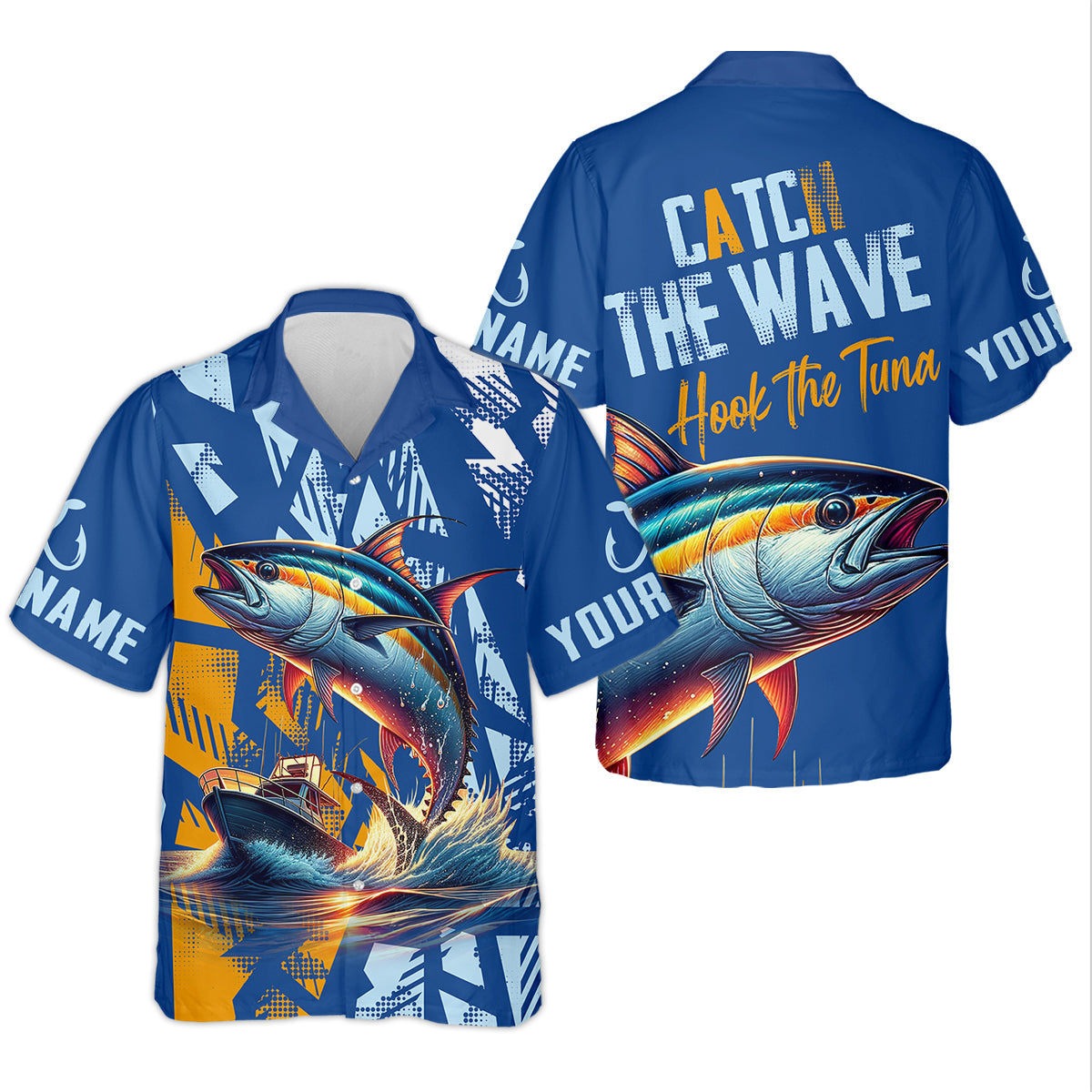 Catch The Wave Hook The Tuna SPF Shirts, Fishing Shirts For Men, Fisherman Gift