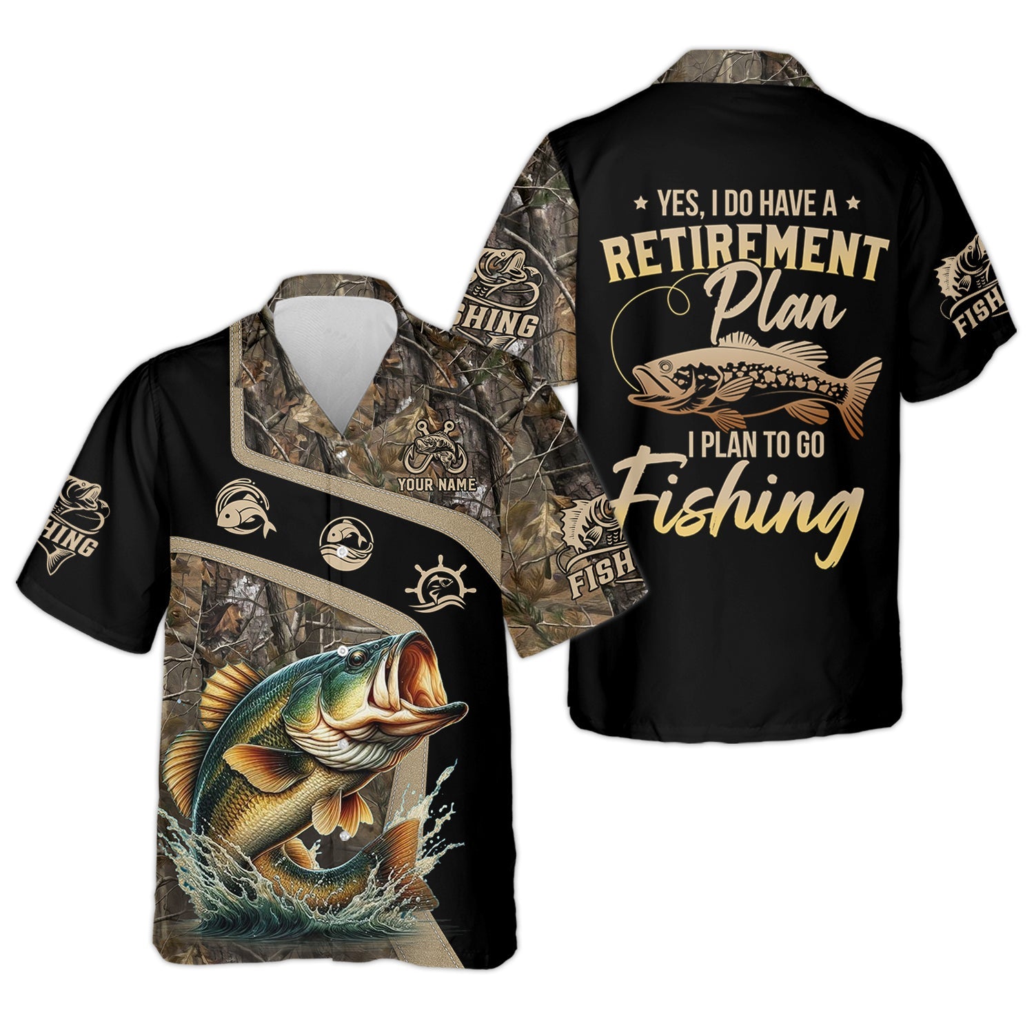 I Have A Retirement Plan Fishing UV Shirts, Tree Camouflage, Fishing Jersey, Gift For Fisherman