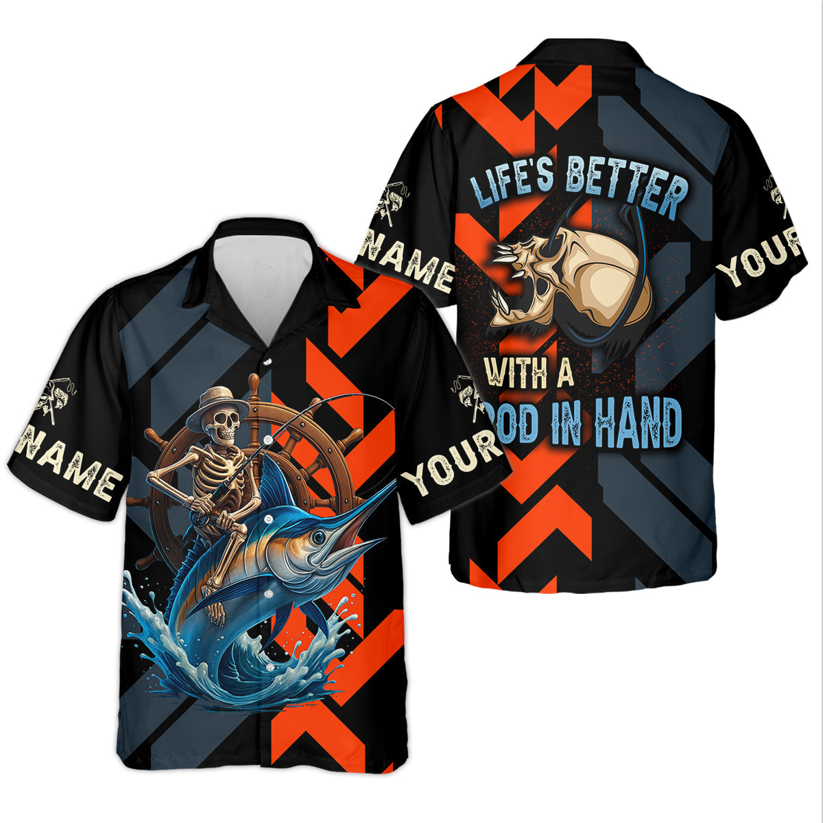 Life's Better With A Rod In Hand SPF Shirts, Marlin Fishing Shirts For Men, Funny Fisherman Gift