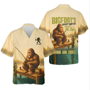 Bigfoot's Quiet Day At The Lake Fishing UPF Shirts, Funny Fishing Shirt, Presents For Fishermen
