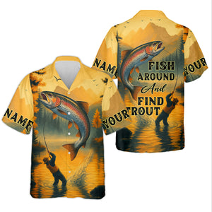 Fish Around And Find Trout SPF Shirts, Trout Fishing Shirts, Fishing Shirts For Men, Funny Fisherman Gift