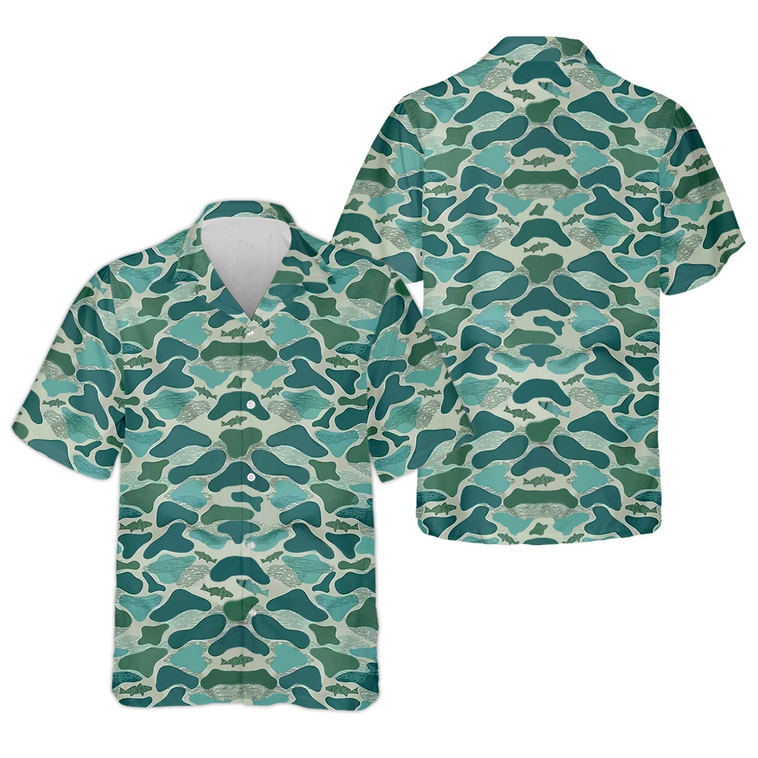 Green Camo Performance Fishing Shirts, SPF Shirt For Men, Hooded Fishing Shirt, Fishing Shirts For Men